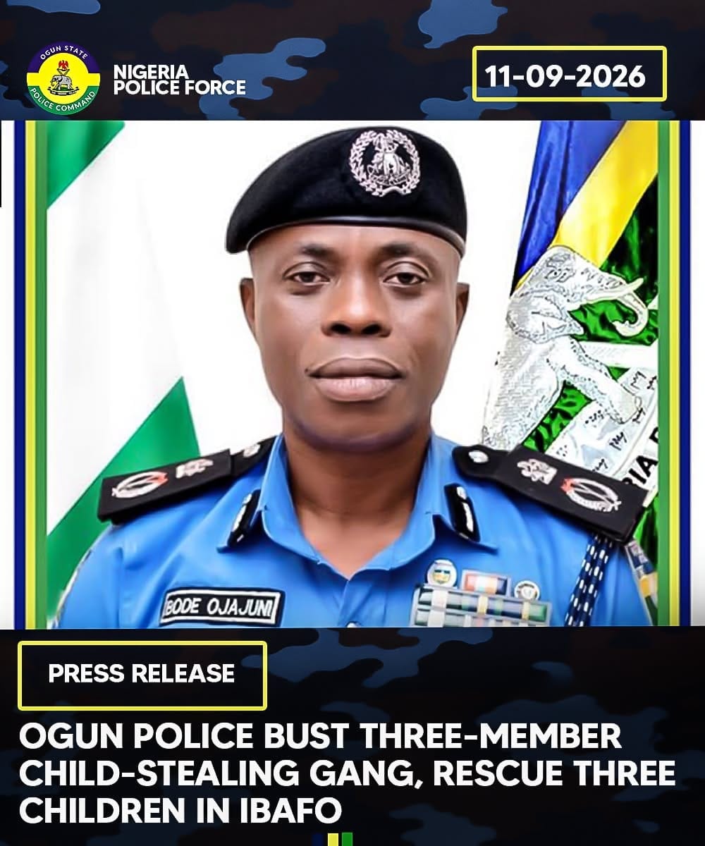 OGUN POLICE BUST THREE-MEMBER CHILD-STEALING GANG, RESCUE THREE CHILDREN IN IBAFO